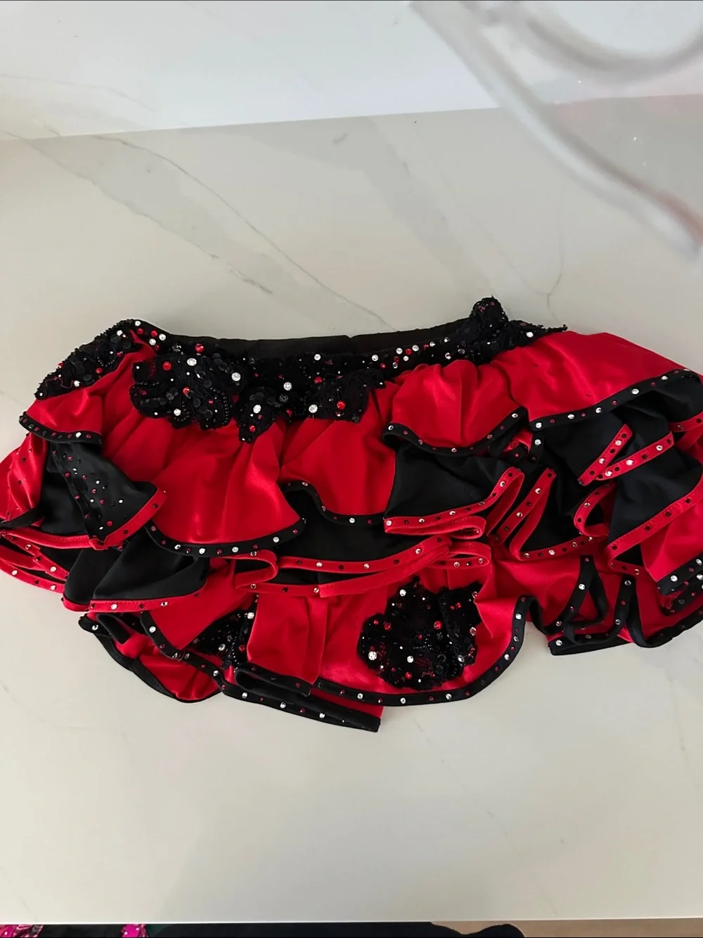 Suprnown Red & Black Sequined Two-Piece Dance /Halloween Costume.